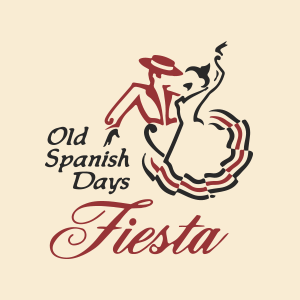Illustrative logo of "old spanish days fiesta" featuring a stylized flamenco dancer.